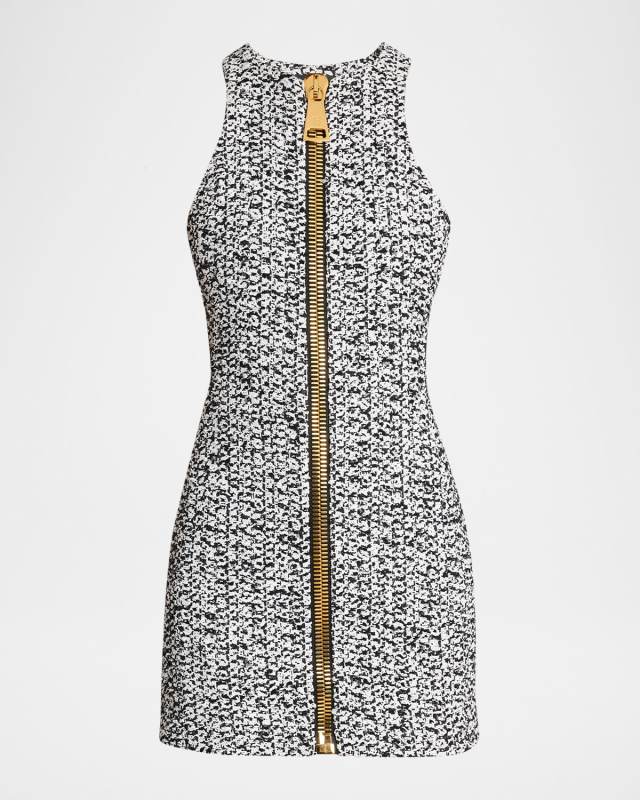 Zipped Tweed Mini Dress